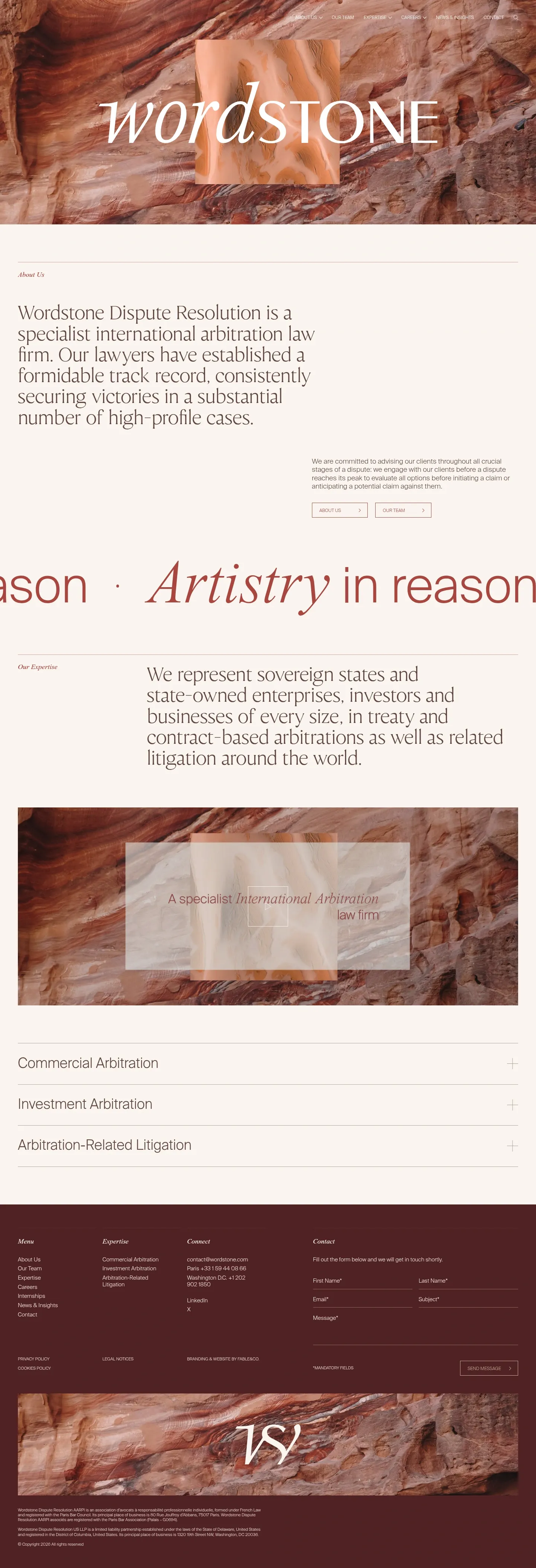 Screenshot of Wordstone Dispute Resolution at desktop width