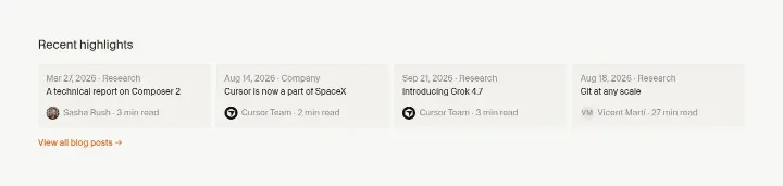 Recent highlights on Cursor