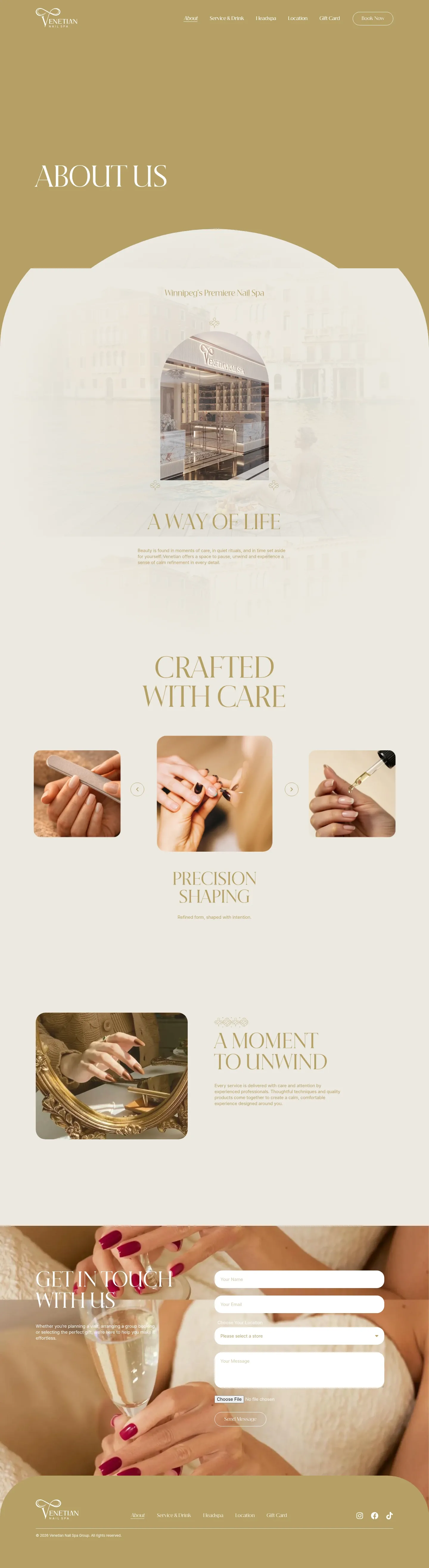 Screenshot of Venetian Nail Spa at desktop width