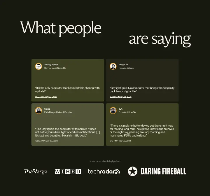 What people are saying on Daylight Computer