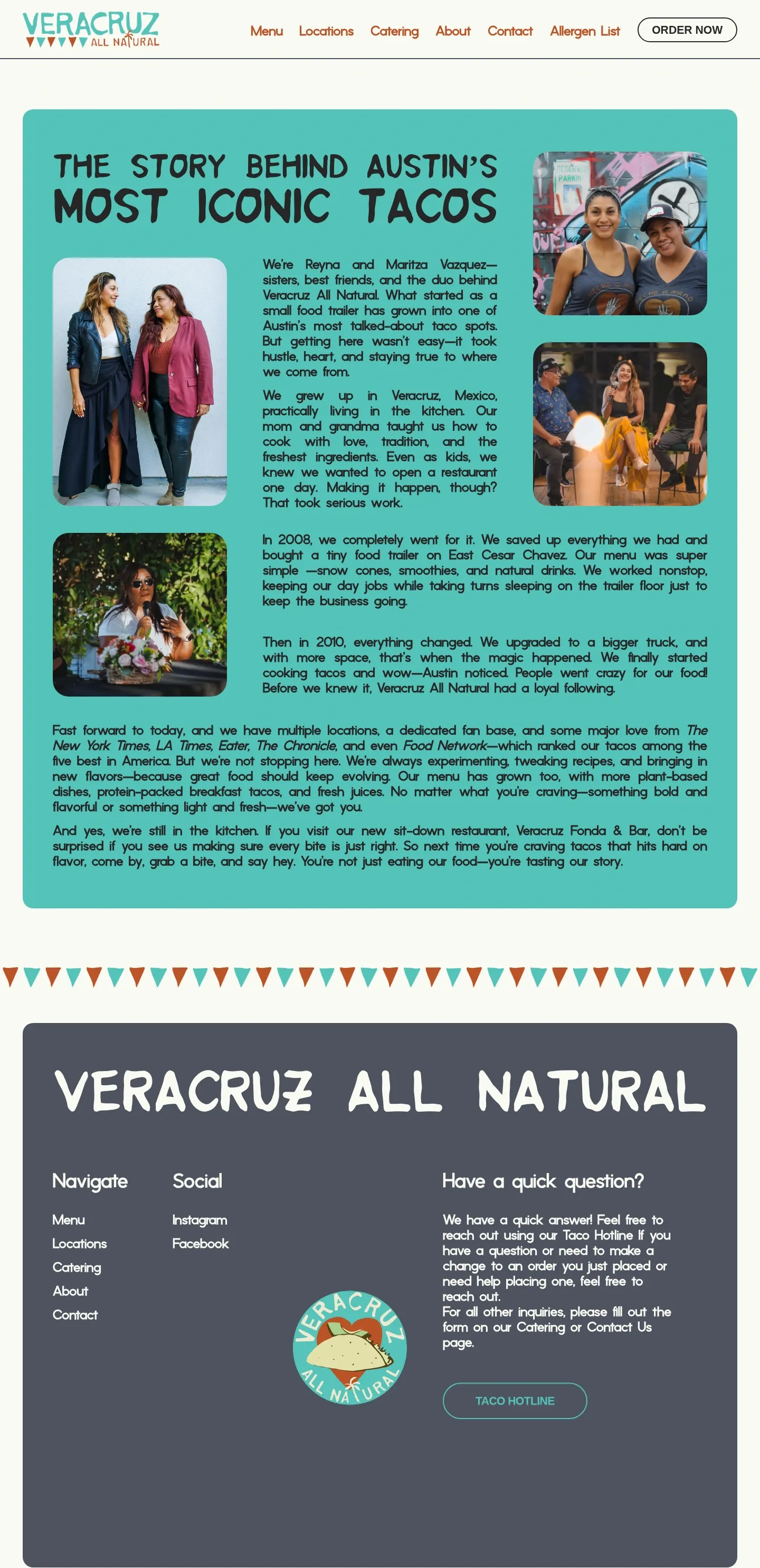 Screenshot of Veracruz All Natural at desktop width