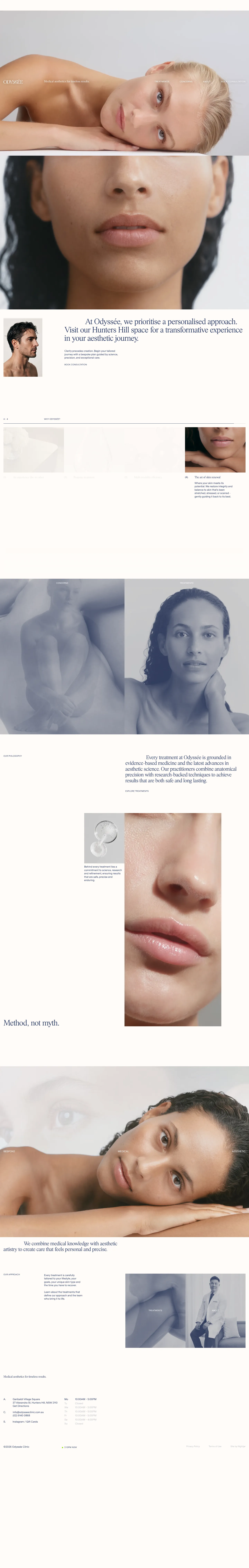 Screenshot of Odyssée Clinic at desktop width