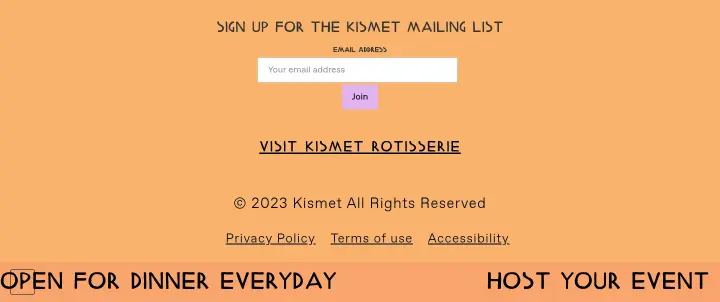 Footer on Kismet