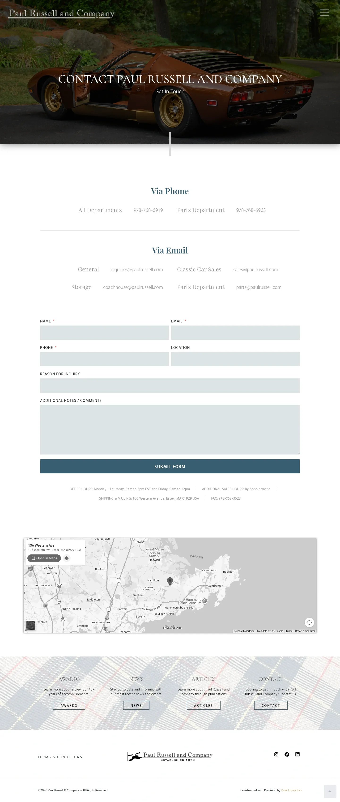 Screenshot of Paul Russell and Company at desktop width