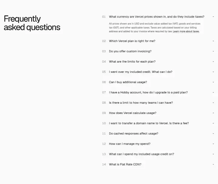Frequently asked questions on Vercel