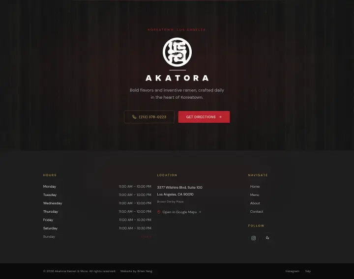 Footer on Akatora Ramen & More