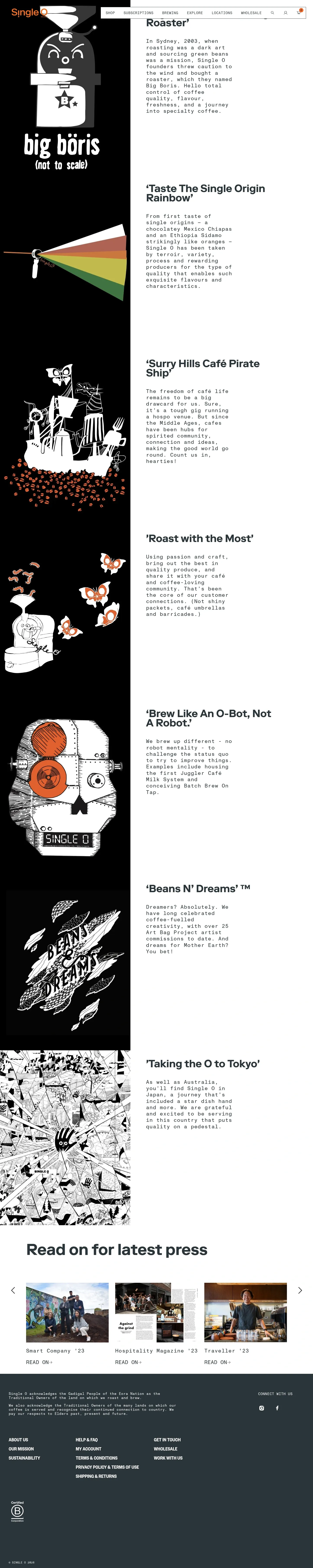 Screenshot of Single O at desktop width