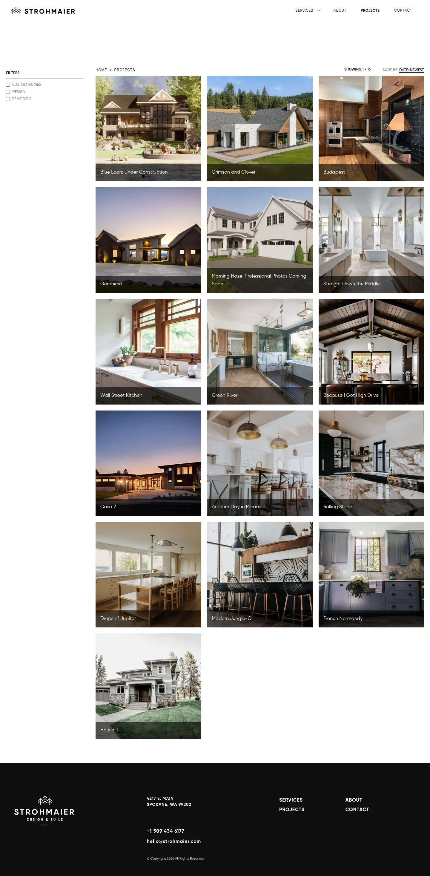 Screenshot of Strohmaier Design & Build at desktop width
