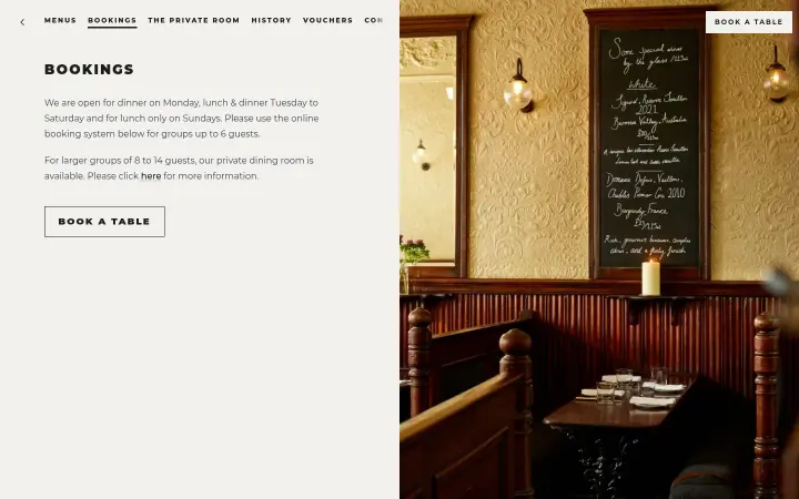 Bookings on The Quality Chop House