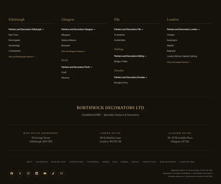 Footer on Borthwick Decorators