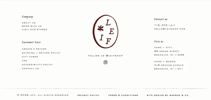 Footer on Leif