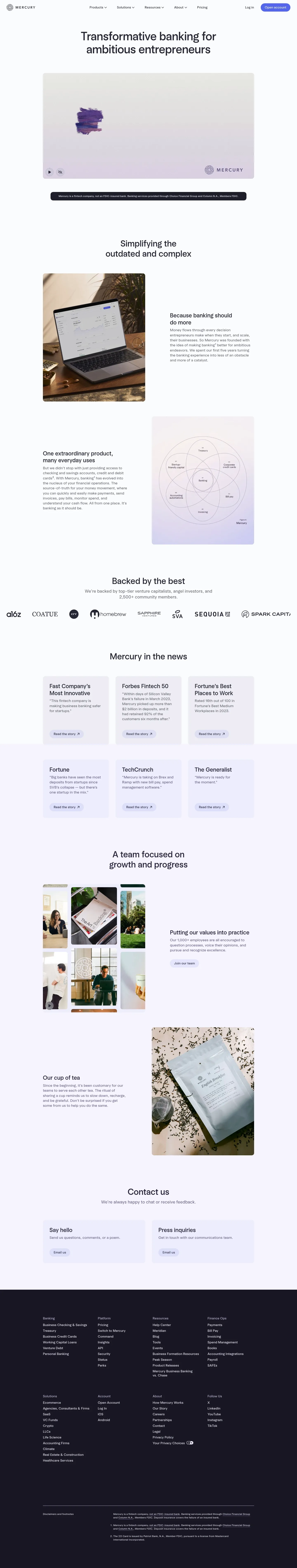 Screenshot of Mercury at desktop width