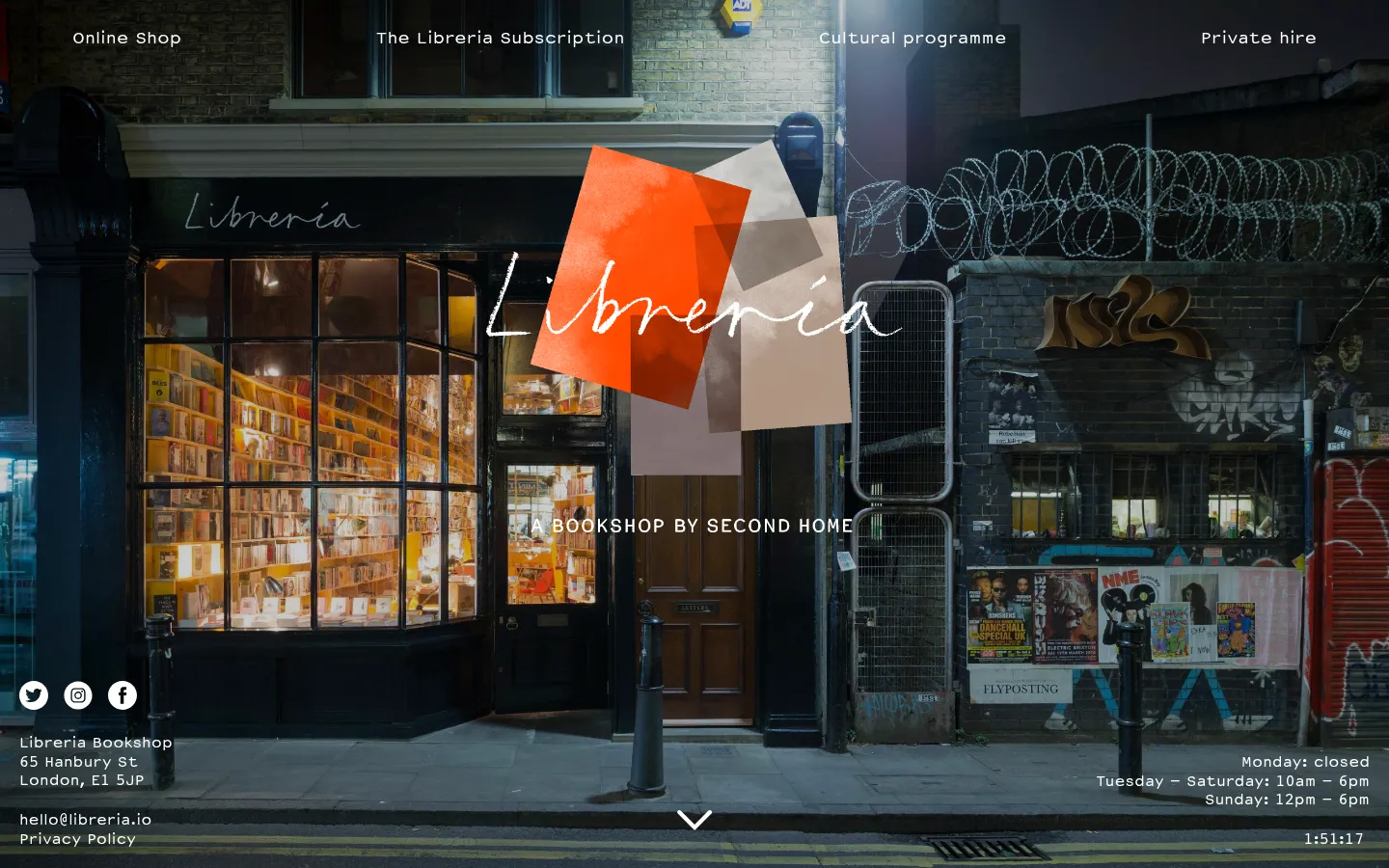 Screenshot of Libreria at desktop width