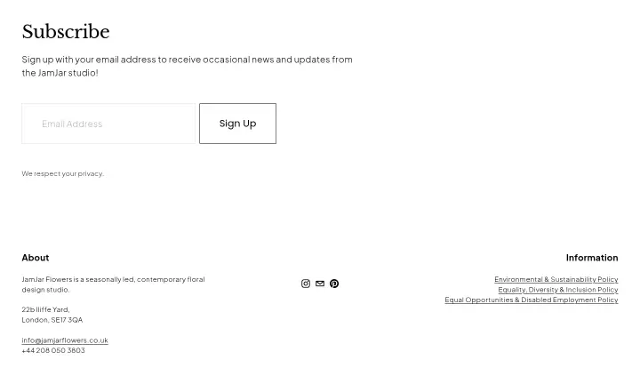 Footer on Jam Jar Flowers