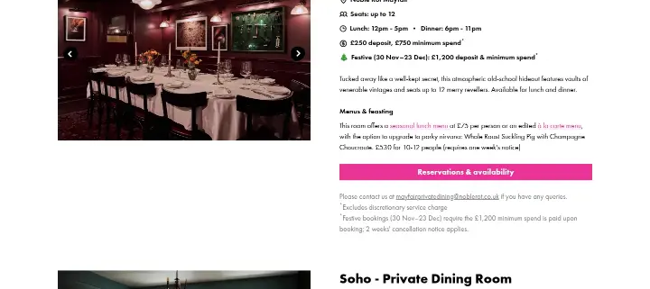 Mayfair - The Cellar Private Dining on Noble Rot