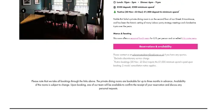 Soho - Private Dining Room on Noble Rot
