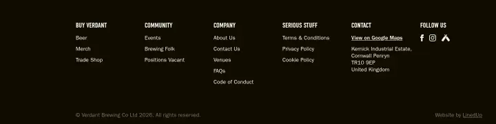 Footer on Verdant Brewing Co