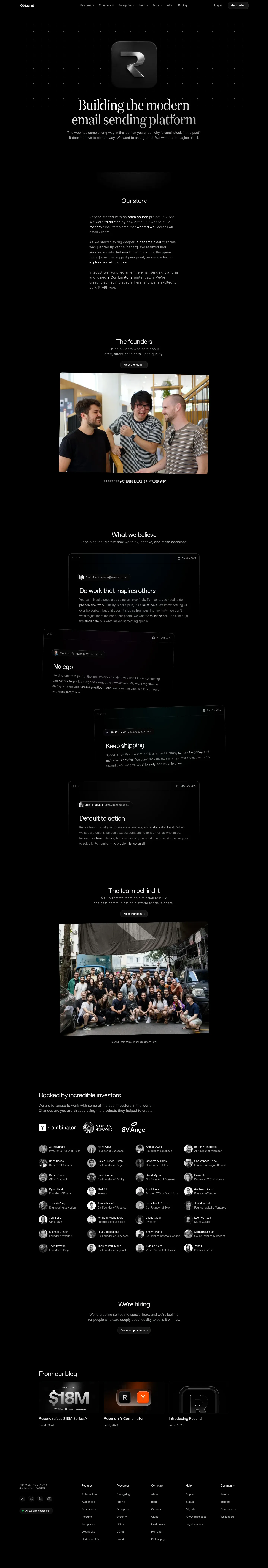 Screenshot of Resend at desktop width