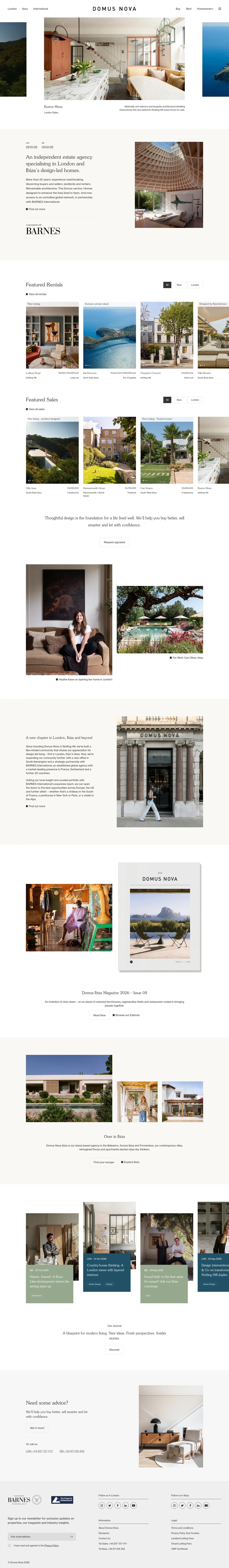 Screenshot of Domus Nova at desktop width