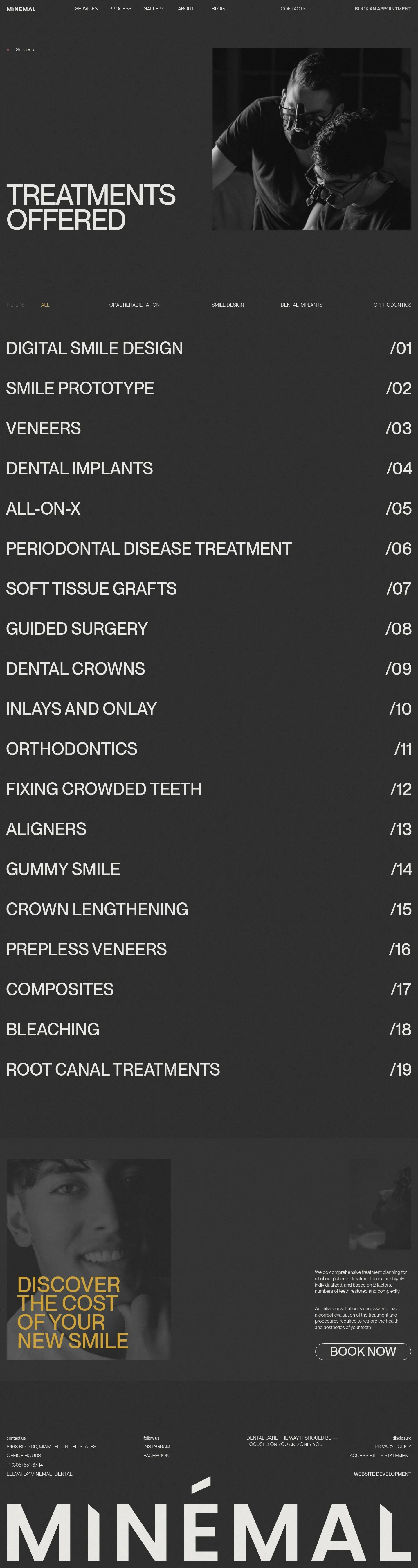 Screenshot of Minémal Dental Aesthetics at desktop width