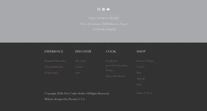 Footer on The Cook's Atelier
