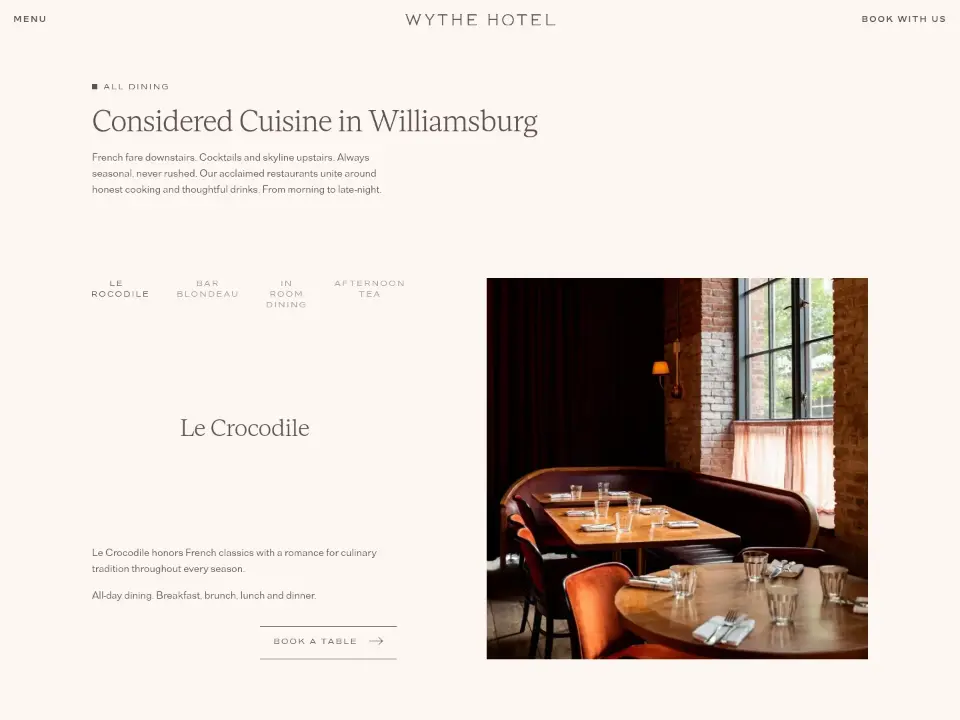 Wythe Hotel — Landing page