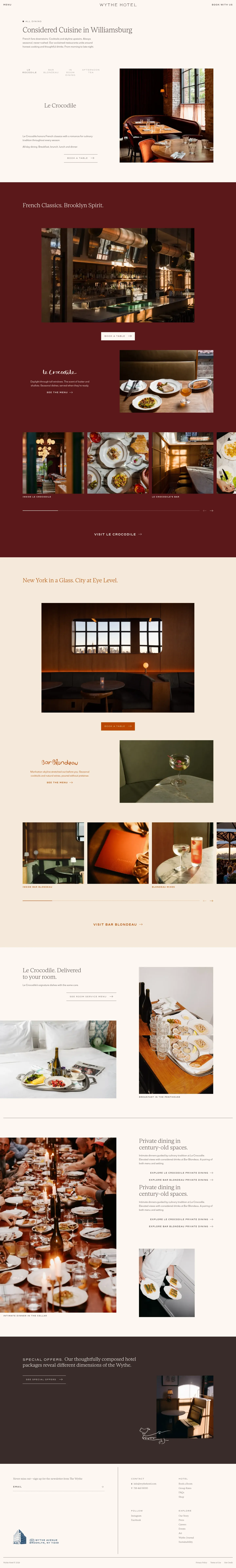 Screenshot of Wythe Hotel at desktop width