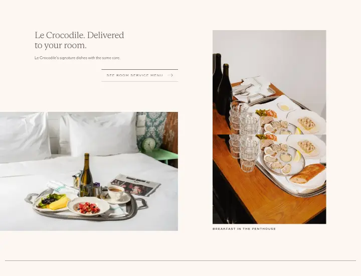 Le Crocodile. Delivered to your room on Wythe Hotel