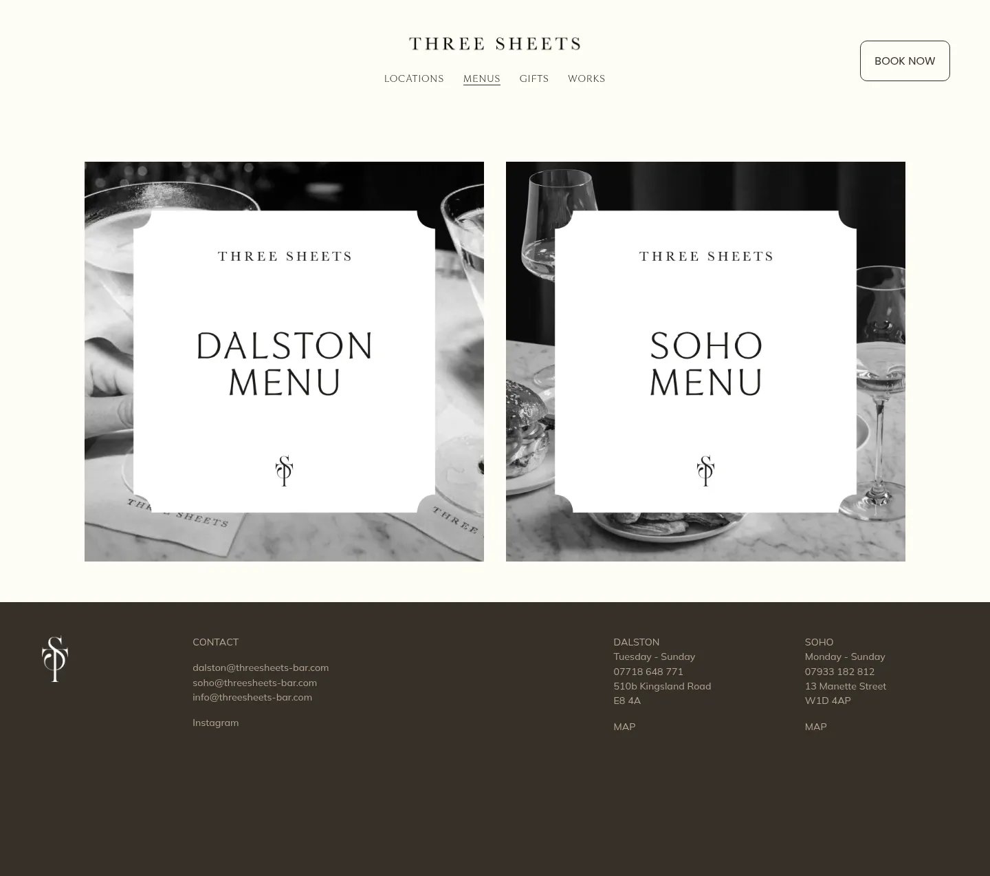 Screenshot of Three Sheets at desktop width