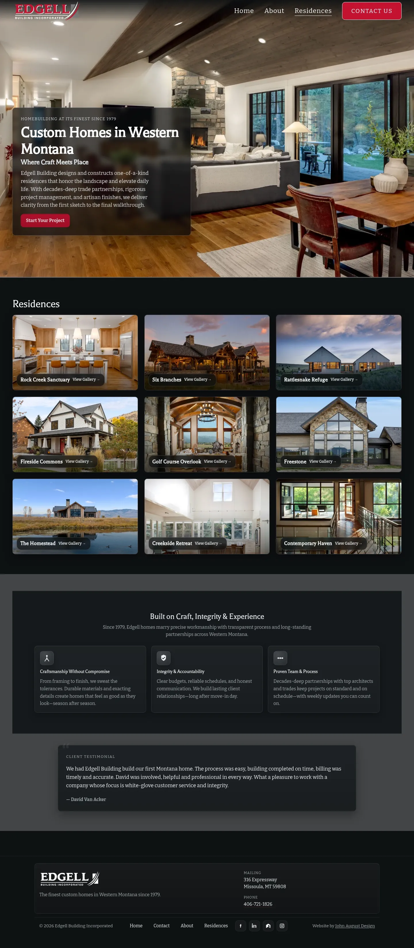 Screenshot of Edgell Building at desktop width