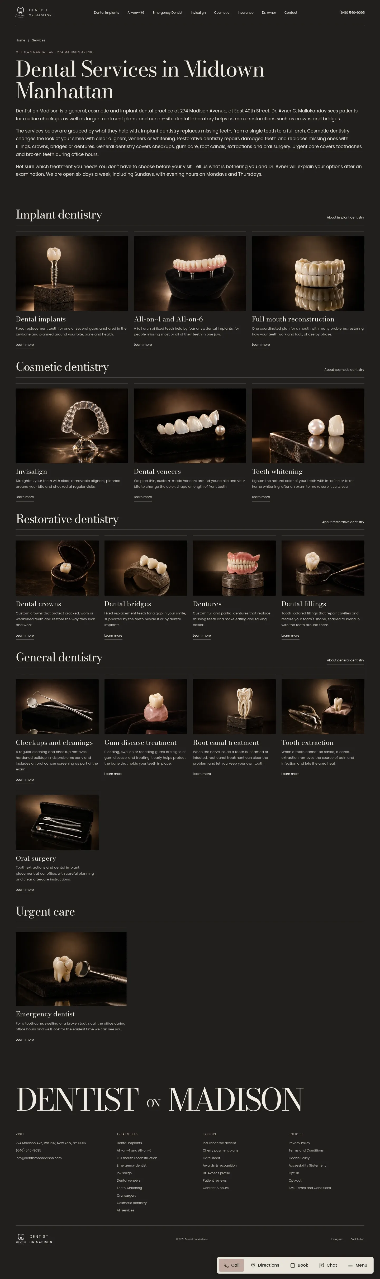 Screenshot of Dentist on Madison at desktop width