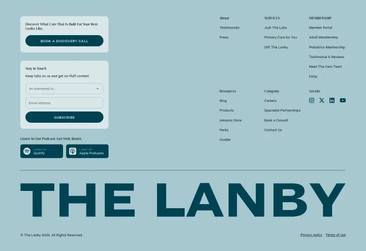 Footer on The Lanby