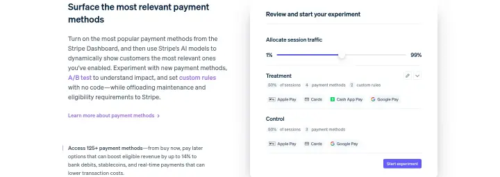 Surface the most relevant payment methods on Stripe