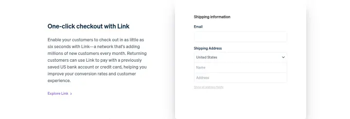 One-click checkout with Link on Stripe