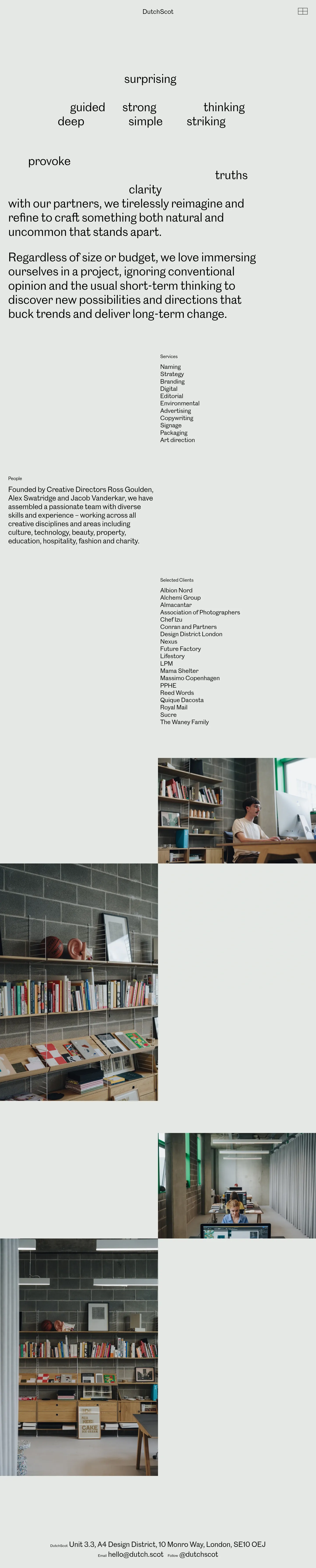 Screenshot of DutchScot at desktop width