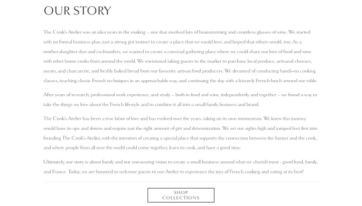 Our Story on The Cook's Atelier