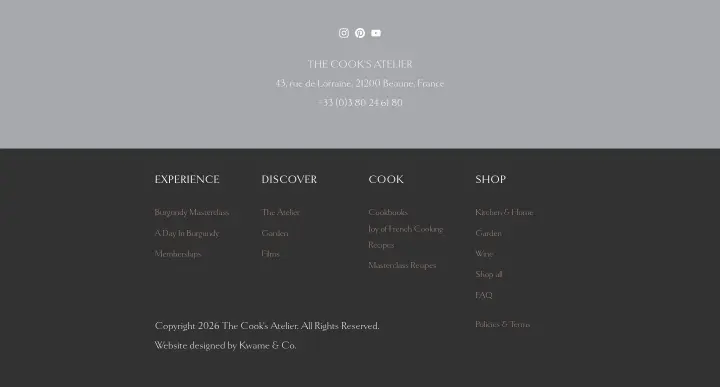 Footer on The Cook's Atelier