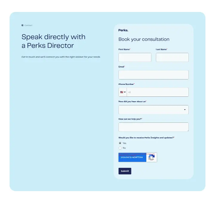 Speak directly with a Perks Director on Perks