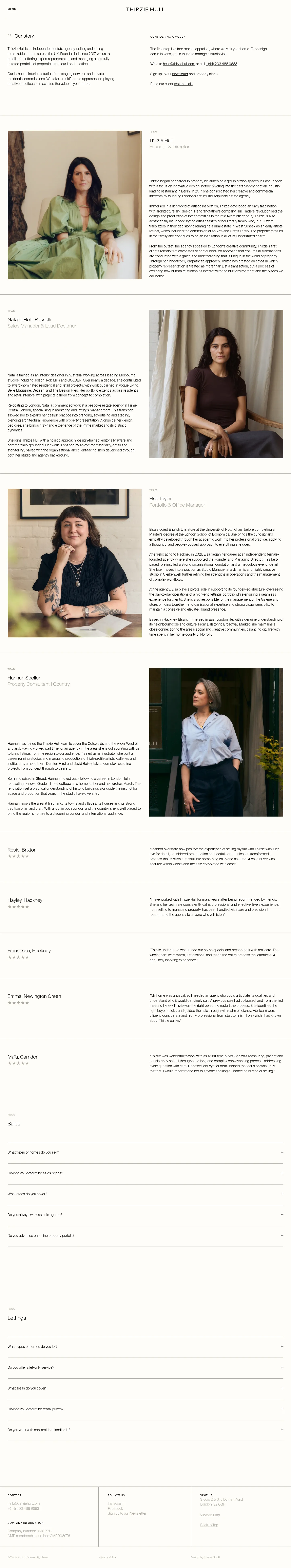 Screenshot of Thirzie Hull at desktop width