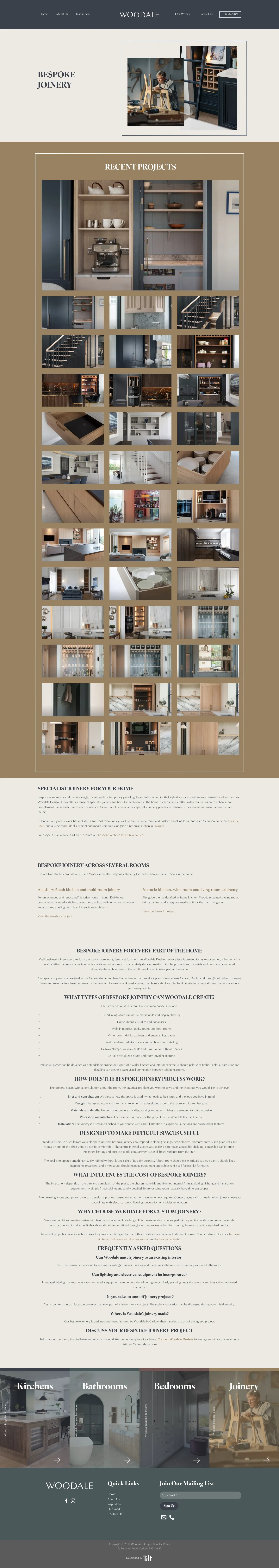 Screenshot of Woodale Designs at desktop width