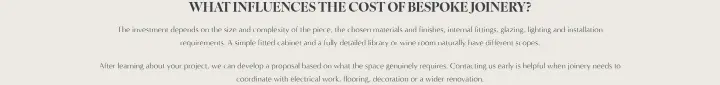What influences the cost of bespoke joinery? on Woodale Designs