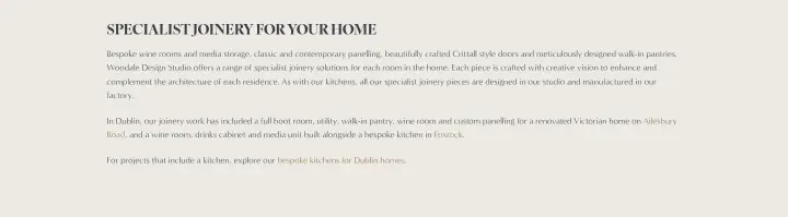 Specialist joinery for your home on Woodale Designs