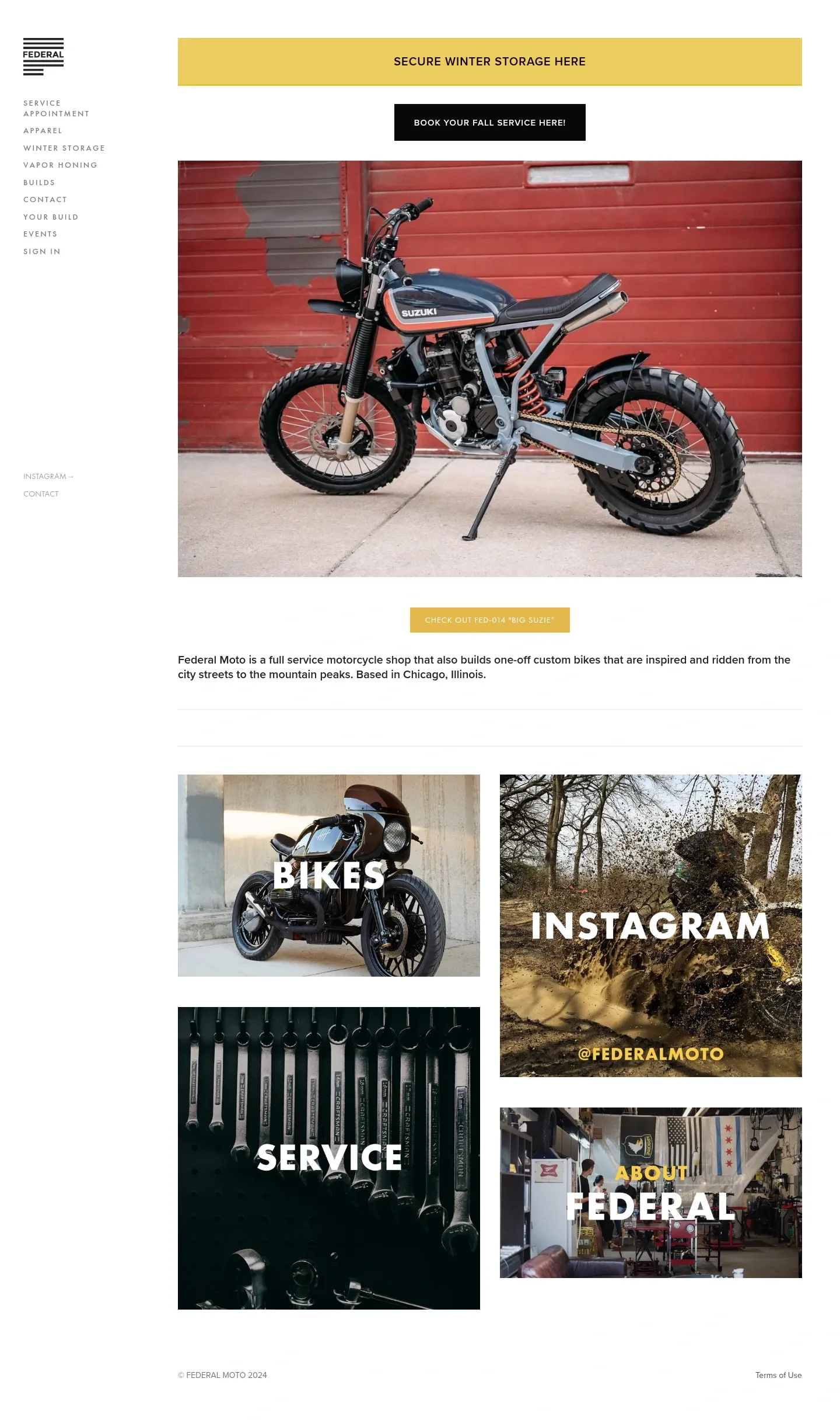 Screenshot of Federal Moto at desktop width