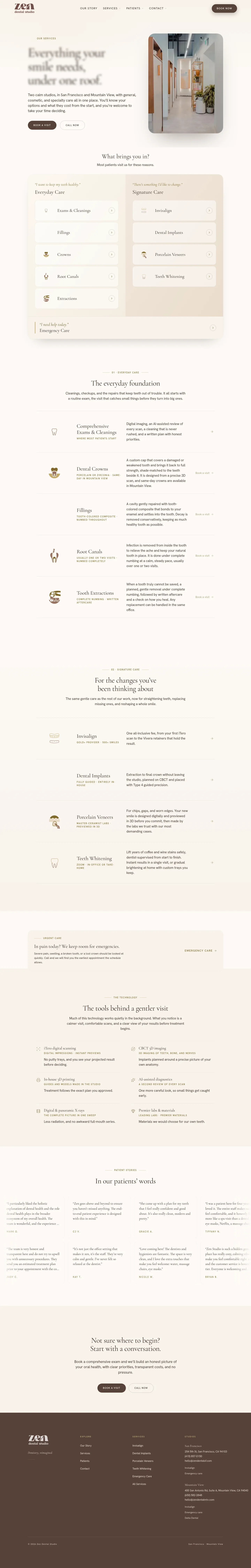 Screenshot of Zen Dental Studio at desktop width