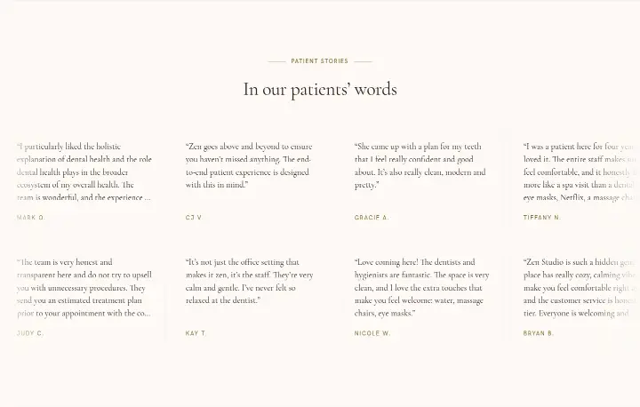 In our patients’ words on Zen Dental Studio