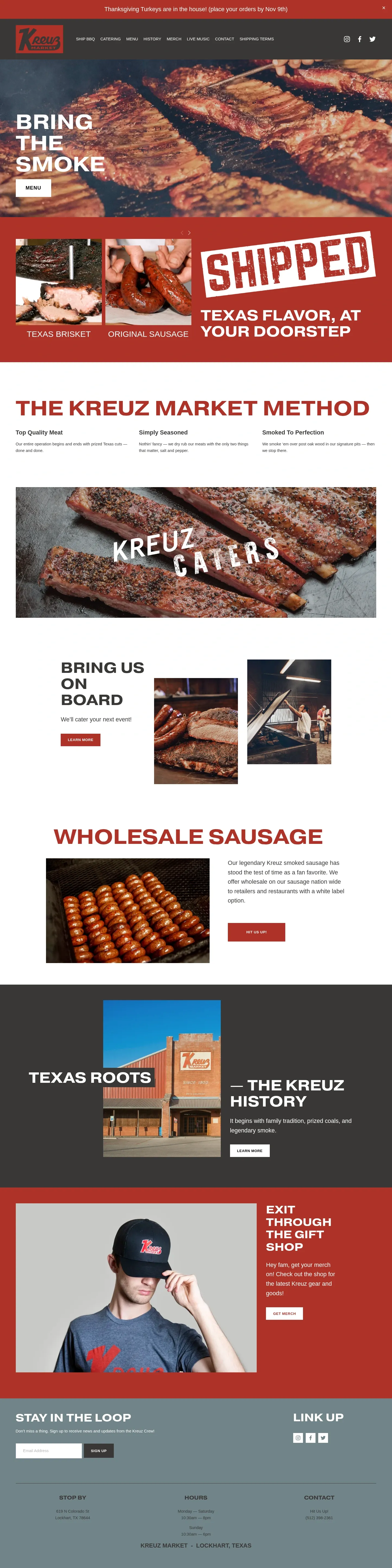 Screenshot of Kreuz Market at desktop width