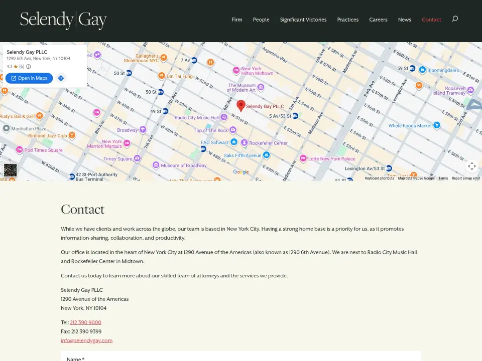 Selendy Gay — Contact