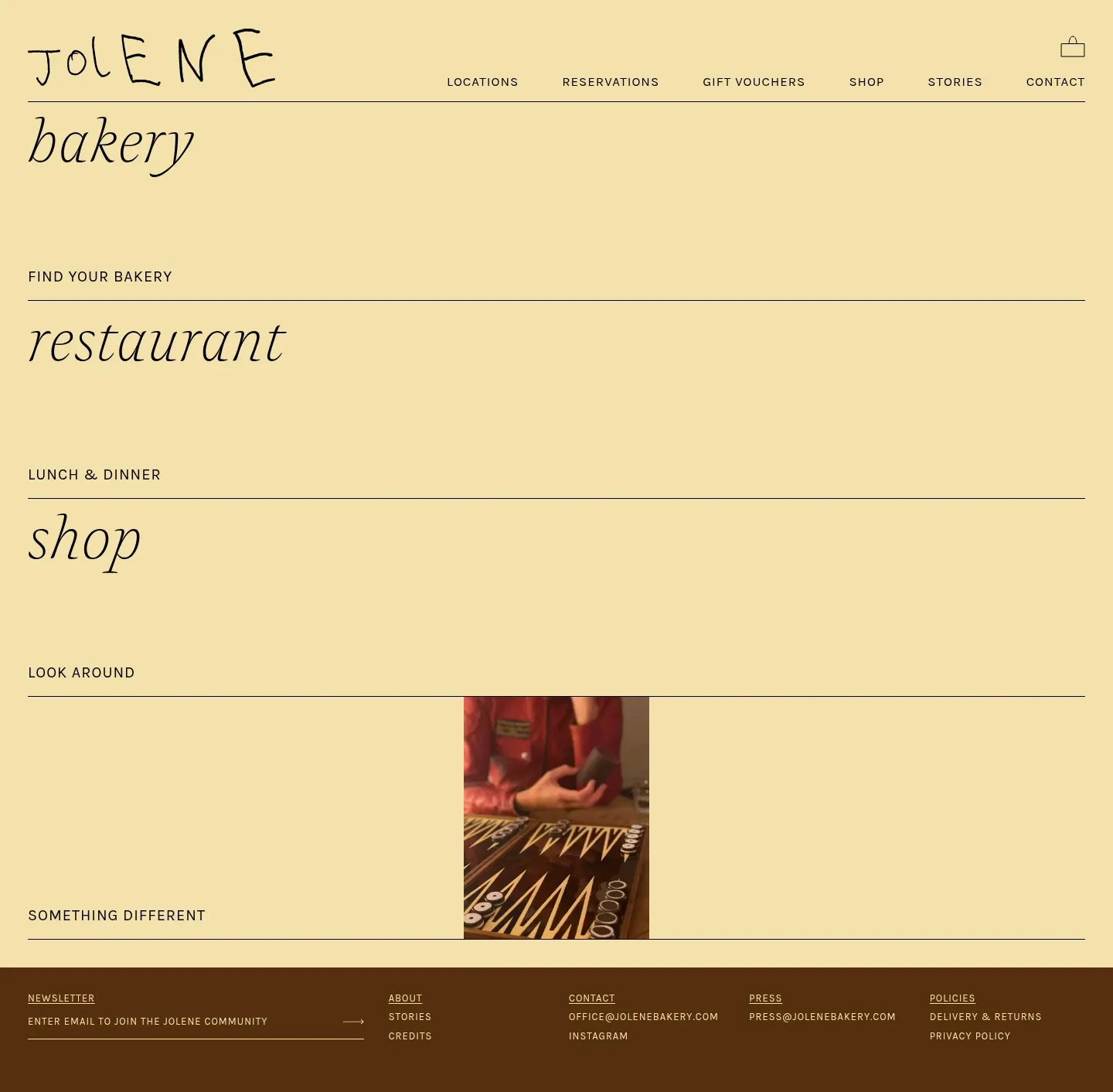 Screenshot of Jolene at desktop width