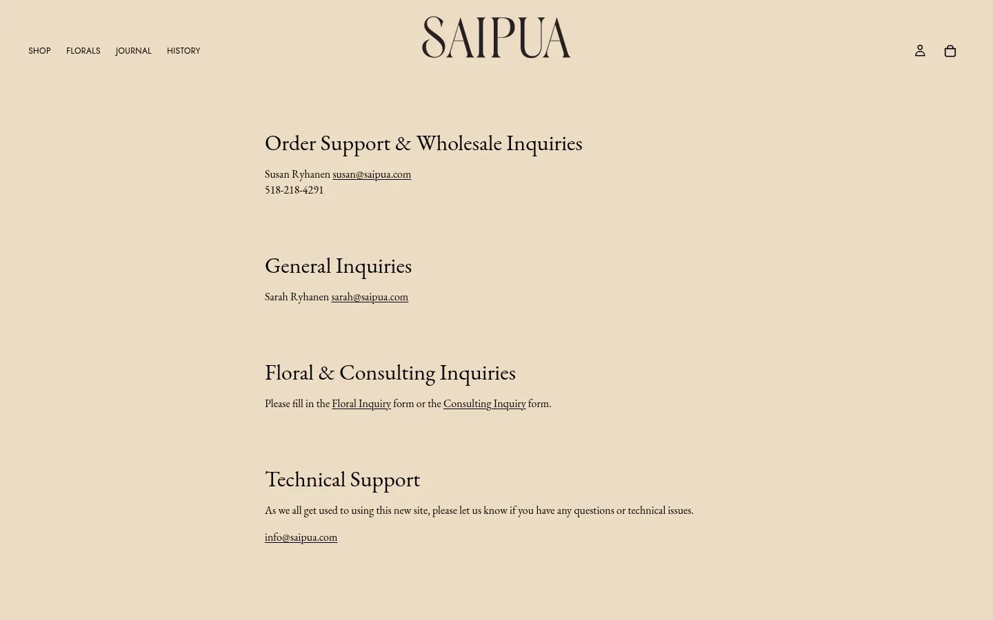 Screenshot of Saipua at desktop width