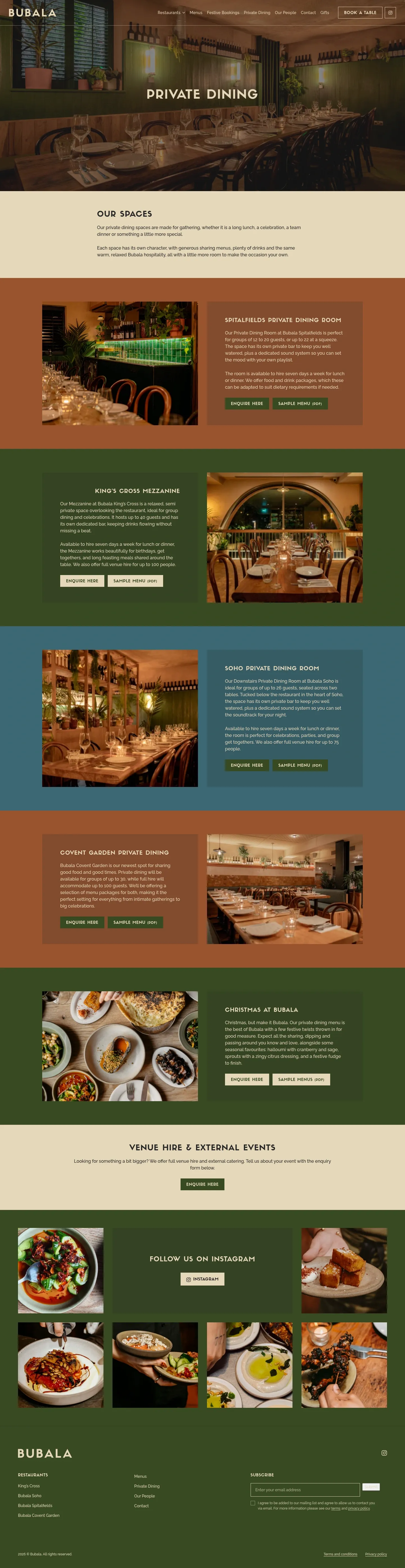Screenshot of Bubala at desktop width